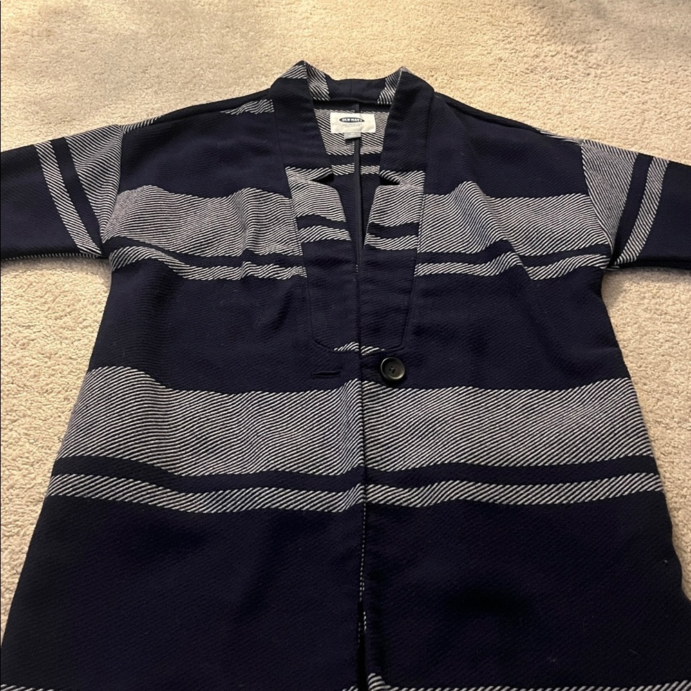 Old Navy Navy and White Striped Cardigan